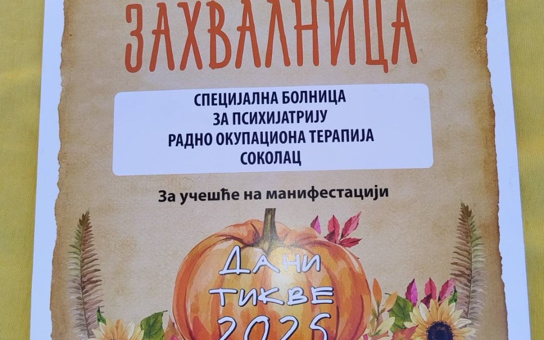 UČEŠĆE JZU SPECIJALNE BOLNICE ZA PSIHIJATRIJU SOKOLAC NA MANIFESTACIJI “DANI TIKVE” U ISTOČNOM SARAJEVU